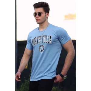 Baskılı Mavi Erkek T-Shirt 4519
