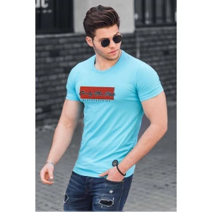 Madmext Baskılı Mavi Erkek T-Shirt 4589