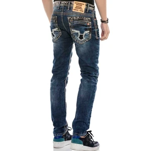 Cipo & Baxx CD593 Neon Turuncu Etiketli Kalın Dikişli Jeans