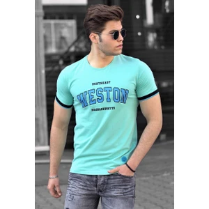 Baskılı Turkuaz Erkek T-Shirt 4593