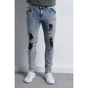 RD18YE010039 Jean Erkek Denim Pantolon Kamuflaj Yamalı Jean