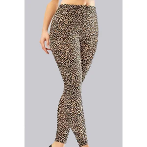 Leopar Desenli Yüksek Bel Penye Uzun Tayt 4063