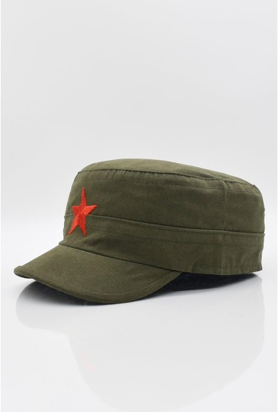 Külah Erkek Castro Şapka Yıldızlı Fidel Castro Kep-Haki