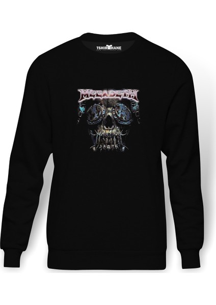 Megadeth Peace Sells Metal Rock Müzik Baskılı Siyah Erkek Örme Sweatshirt Uzun Kol