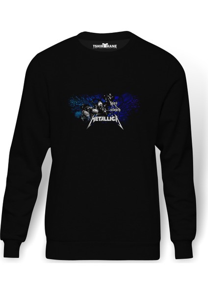 Metallica Mac Metal Rock Music Müzik Baskılı Siyah Erkek Örme Sweatshirt Uzun Kol