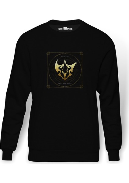 Pentakill Smite And Ignite Metal Rock Baskılı Siyah Erkek Örme Sweatshirt Uzun Kol