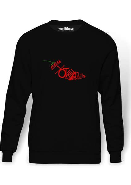 Red Hot Chili Peppers The Metal Baskılı Siyah Erkek Örme Sweatshirt Uzun Kol