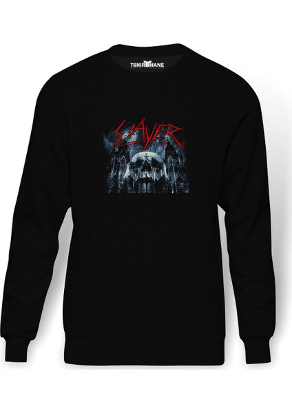 Slayer B Sides & Rarities Slayer Baskılı Siyah Erkek Örme Sweatshirt Uzun Kol