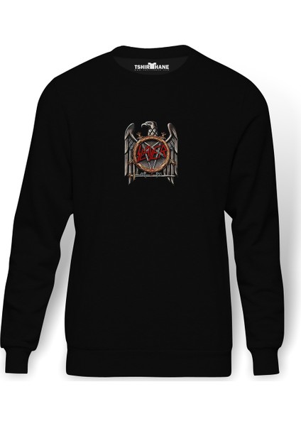 Slayer Eagle Groups Bands Music Heavy Baskılı Siyah Erkek Örme Sweatshirt Uzun Kol
