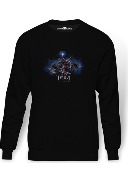 Tera Rising Baskılı Siyah Erkek Örme Sweatshirt Uzun Kol