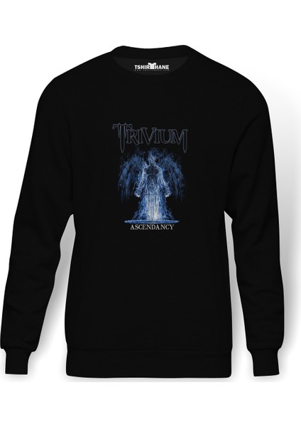 Trivium Ascendancy Metal Rock Müzik Music Baskılı Siyah Erkek Örme Sweatshirt Uzun Kol