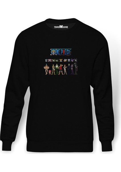 Zoro One Piece Baskılı Siyah Erkek Örme Sweatshirt Uzun Kol