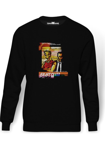CLUB METAL ROCK MUZİK Baskılı Siyah Erkek Örme Sweatshirt Uzun Kol