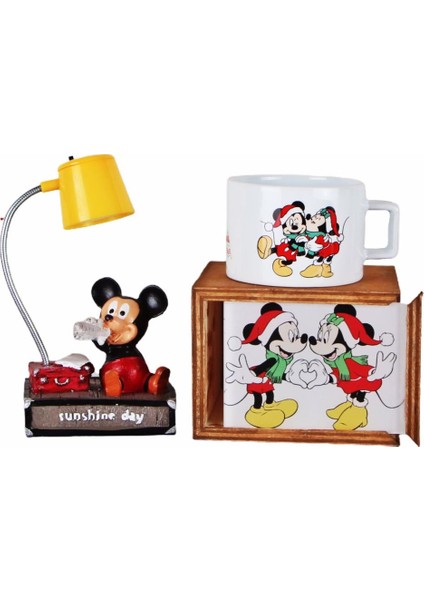 Minnie Mouse Mickey Mouse Kutulu Kupa Mickey Mouse Işıklı Biblo Masa Lambası Yılbaşı Hediyesi