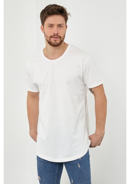 Erkek Kırık Beyaz Pis Yaka Salaş T-SHIRT-TCPS001R56S