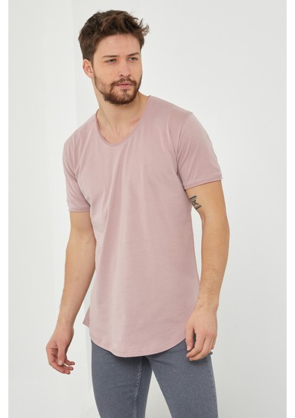 Erkek Koyu Pudra Pis Yaka Salaş T-SHIRT-TCPS001R58S modelleri