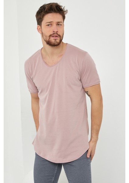 Erkek Koyu Pudra Pis Yaka Salaş T-SHIRT-TCPS001R58S fırsatları