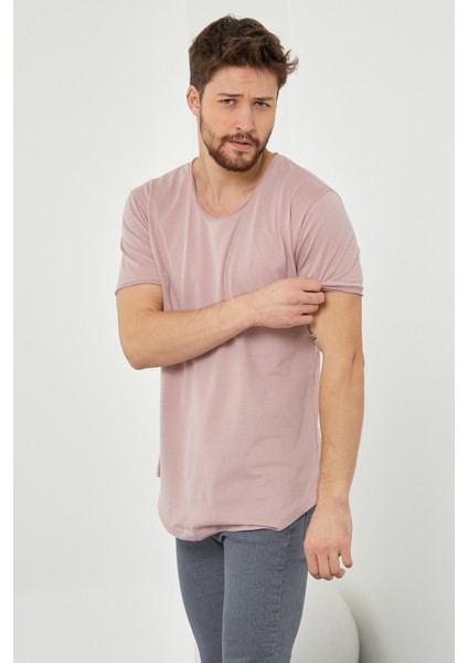 Erkek Koyu Pudra Pis Yaka Salaş T-SHIRT-TCPS001R58S indirimleri