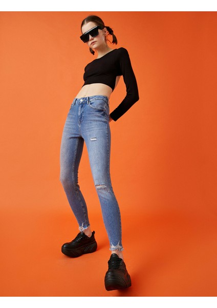 Pamuklu Skinny Carmen Jean - Yüksek Bel Dar Kesim Dar Paça Pantolon