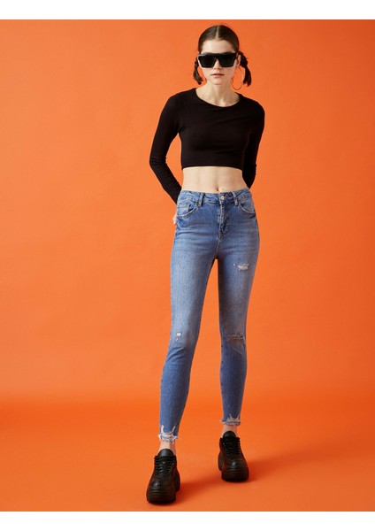 Pamuklu Skinny Carmen Jean - Yüksek Bel Dar Kesim Dar Paça Pantolon fiyatları