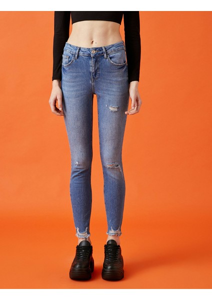 Pamuklu Skinny Carmen Jean - Yüksek Bel Dar Kesim Dar Paça Pantolon modelleri