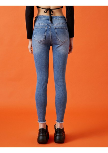 Pamuklu Skinny Carmen Jean - Yüksek Bel Dar Kesim Dar Paça Pantolon fırsatları