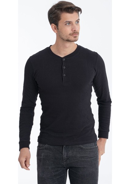 Düğmeli Kaşkorse Uzun Kollu T-Shirt fırsatları