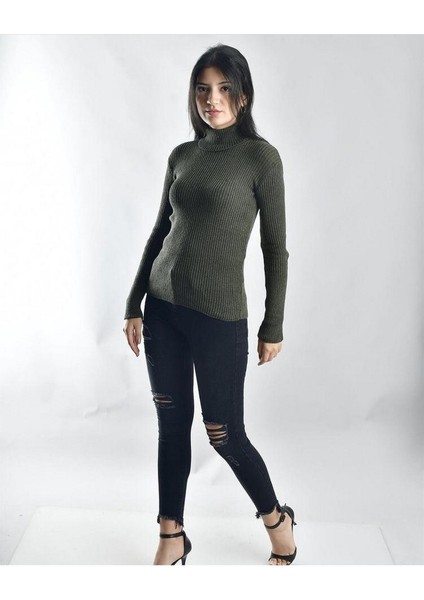 8510277 Ince Fitilli Kaşkorse Yarım Balıkçı Triko Hakı