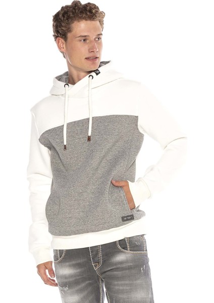 CL430 Ecru Beyaz Kapşonlu Kışlık Sweatshirt