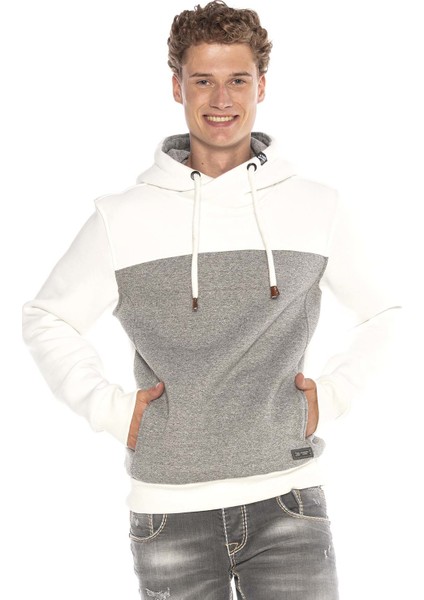 CL430 Ecru Beyaz Kapşonlu Kışlık Sweatshirt