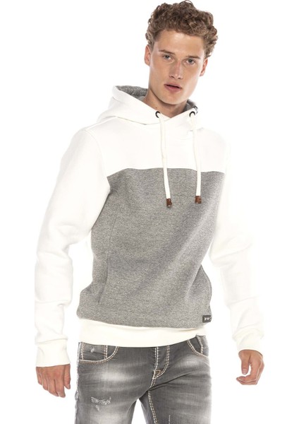 CL430 Ecru Beyaz Kapşonlu Kışlık Sweatshirt