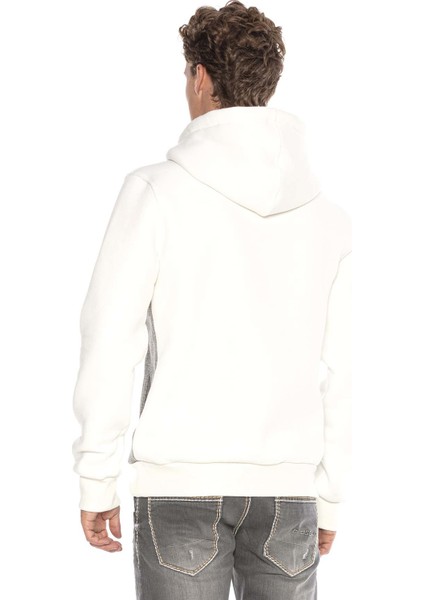 CL430 Ecru Beyaz Kapşonlu Kışlık Sweatshirt