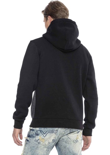 CL430 Siyah Gri Kapşonlu Kışlık Sweatshirt