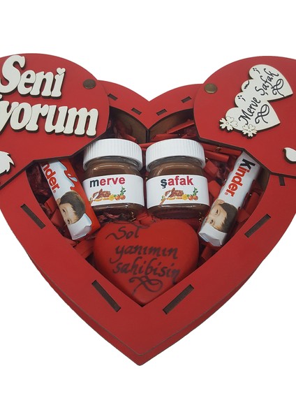 Nutella İsme Özel Ahşap Kalp Kutu