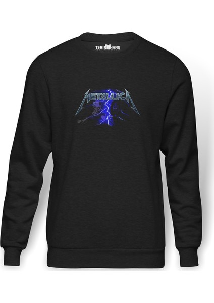 Metallica Ride The Lightning Metallica Gruup Baskılı Füme Erkek Örme Sweatshirt Uzun Kol