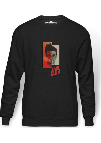 Fıght Club 02 Baskılı Füme Erkek Örme Sweatshirt Uzun Kol