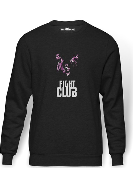 Fıght Club Baskılı Füme Erkek Örme Sweatshirt Uzun Kol