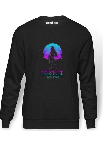 Fortine Battle Royale Baskılı Füme Erkek Örme Sweatshirt Uzun Kol