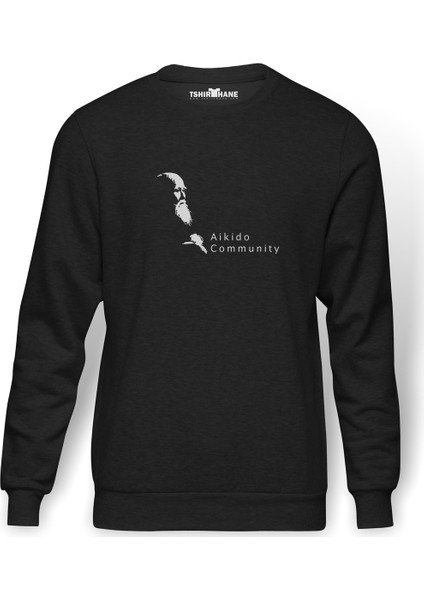 Aikido Community Baskılı Füme Erkek Örme Sweatshirt Uzun Kol