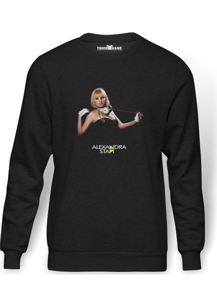 Alexandra Stan Baskılı Füme Erkek Örme Sweatshirt Uzun Kol