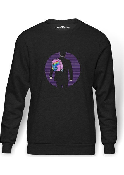 Altered Carbon Hello Unicorn Baskılı Füme Erkek Örme Sweatshirt Uzun Kol