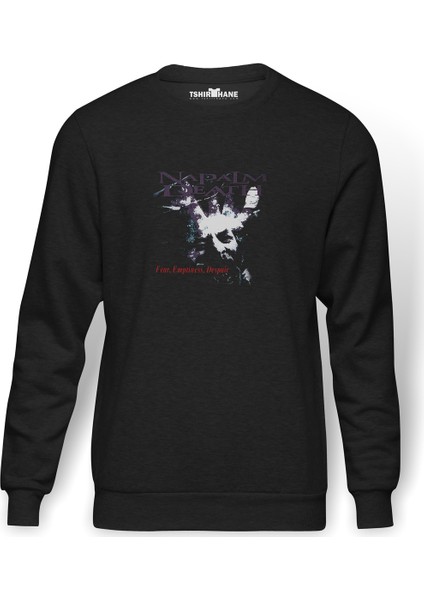 Napalm Death Fear Emptiness Despair Baskılı Füme Erkek Örme Sweatshirt Uzun Kol