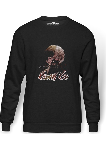 Anime Kaneki Keh 2 Baskılı Füme Erkek Örme Sweatshirt Uzun Kol