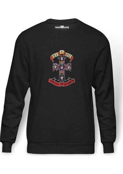 Guns N' Roses Appetite For Destruction Baskılı Füme Erkek Örme Sweatshirt Uzun Kol