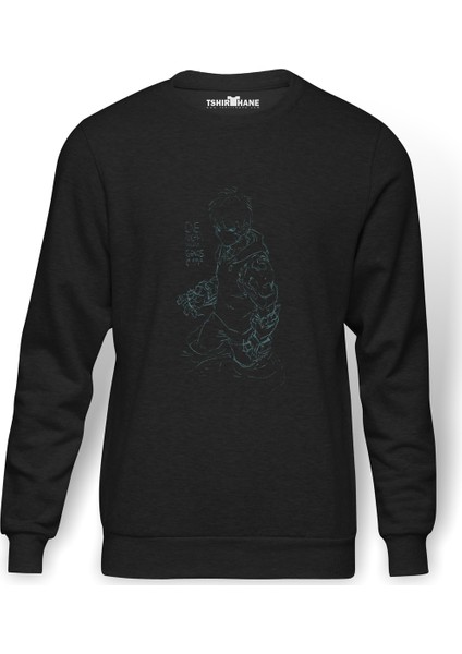 Anime One Punch Man Baskılı Füme Erkek Örme Sweatshirt Uzun Kol