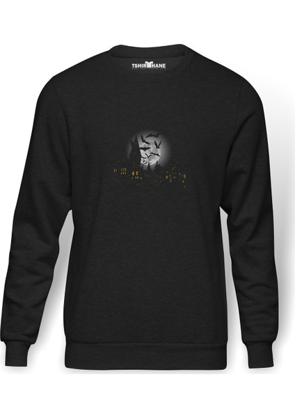 H P Apparel Books Visit Baskılı Füme Erkek Örme Sweatshirt Uzun Kol