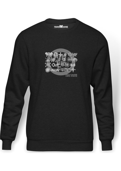 Anime Thumb One Piece Baskılı Füme Erkek Örme Sweatshirt Uzun Kol
