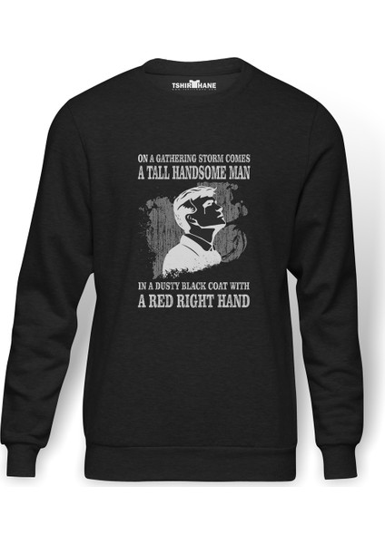 Peaky Blinders Tommy On A Baskılı Füme Erkek Örme Sweatshirt Uzun Kol