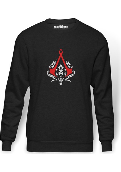 Assassin's Creed Baskılı Füme Erkek Örme Sweatshirt Uzun Kol