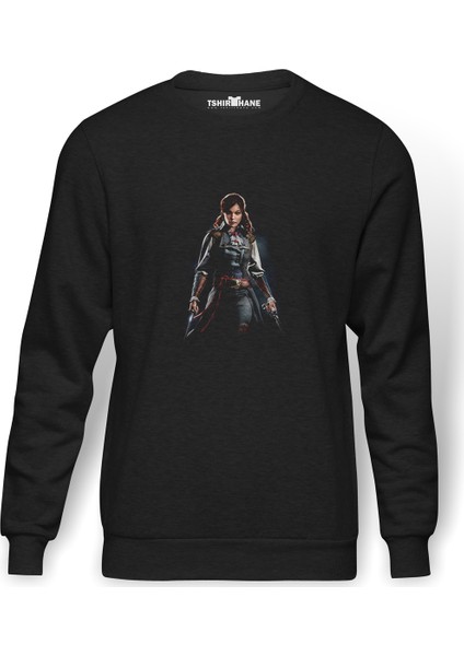 Assassin's Creed Unity Elise Baskılı Füme Erkek Örme Sweatshirt Uzun Kol